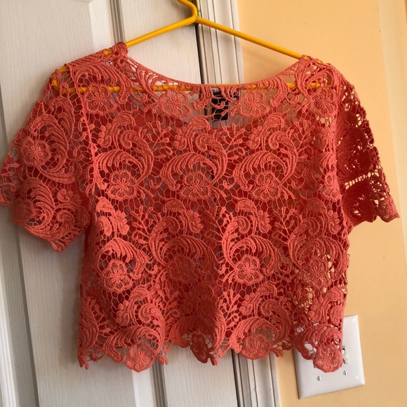 Peach lace long crop top - Picture 15 of 15
